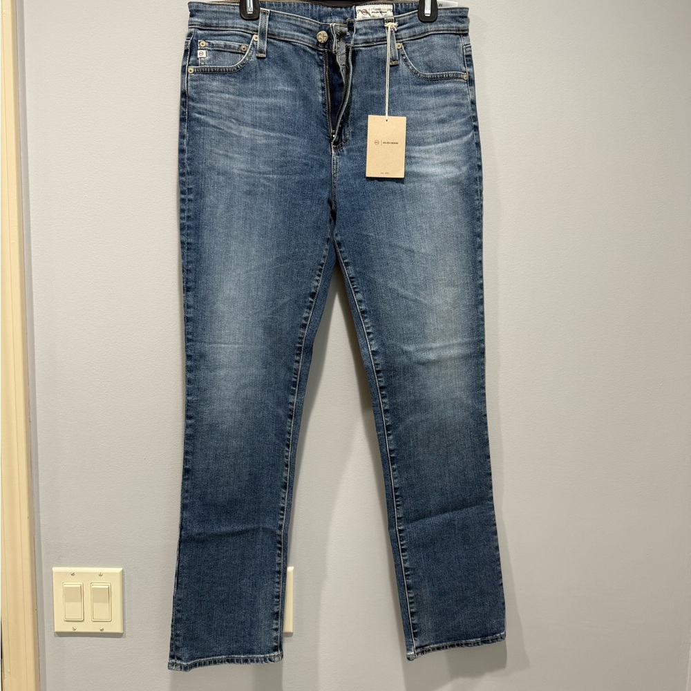 AG Mari high rise slim straight jean.